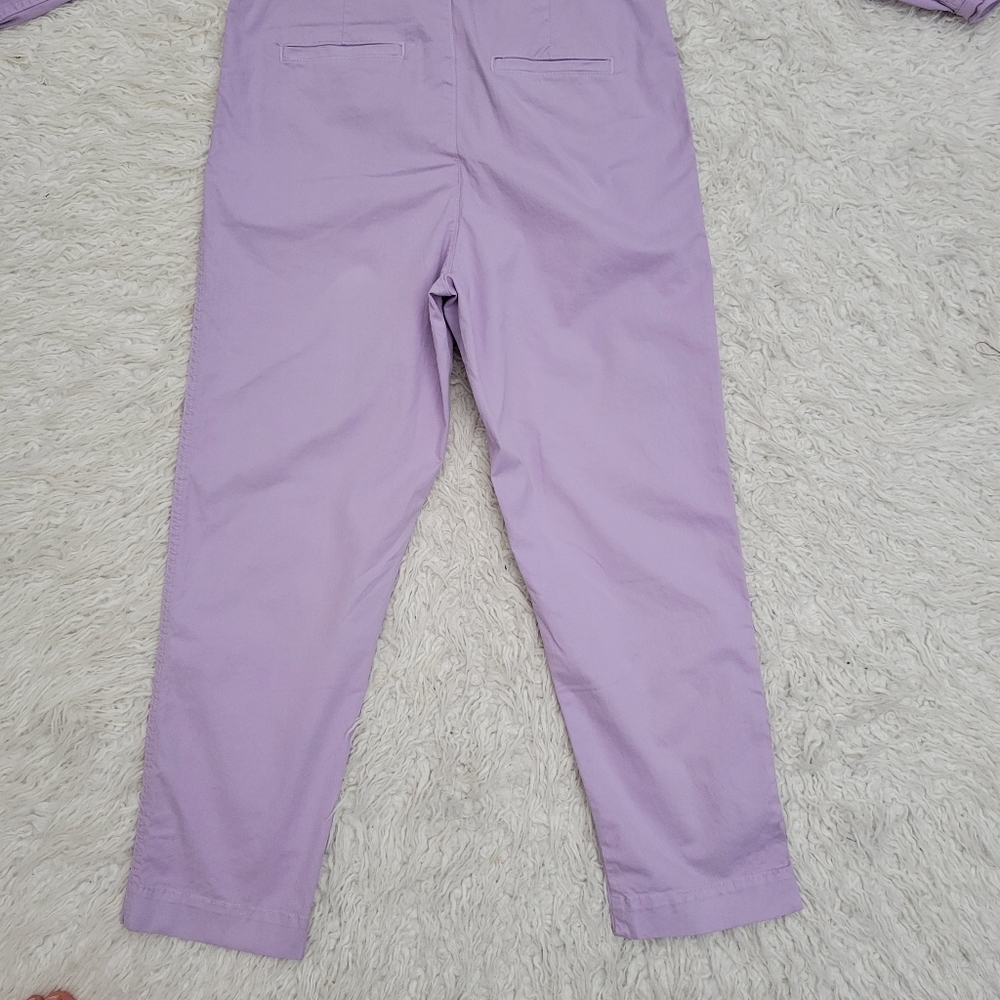 J Crew Womens Puff Sleeve Chino Jumpsuit Overalls Sz 6 Lavender Purple - Picture 11 of 13